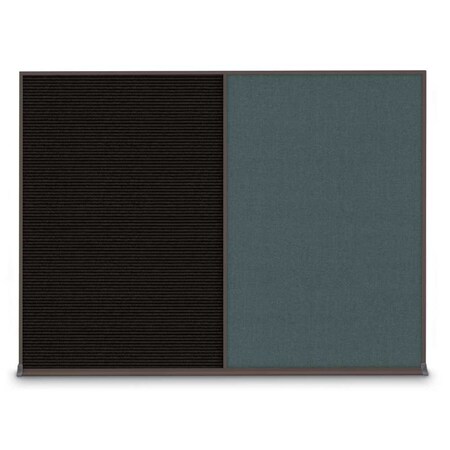 United Visual Products Double Door Radius Plus Corkboard, 60"X UV8004PLUS-BLACK-DBURGU
